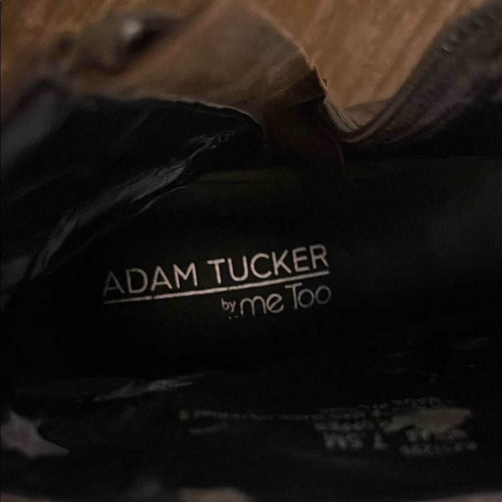 Adam Tucker by Me Too size 7.5 chocolate Brown Lace-Up Peep Toe Ankle Boots - Picture 10 of 10